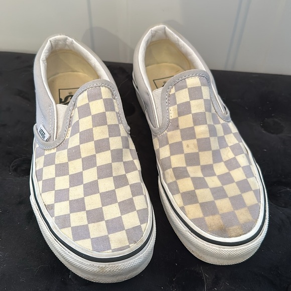 VANS Checkerboard Gray Dawn & True White Womens Slip-On Shoes - Picture 4 of 11